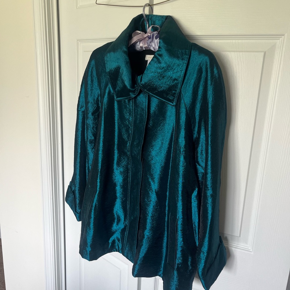 Chico's Shimmering Teal Jacket